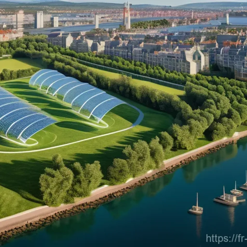 녹색산업 커리어 패스 - **Prompt for Renewable Energies:**
    A vibrant, wide-angle aerial view of a coastal European lands...