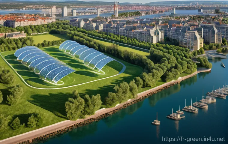 녹색산업 커리어 패스 - **Prompt for Renewable Energies:**
    A vibrant, wide-angle aerial view of a coastal European lands...