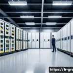 녹색산업 분야의 최신 동향 - A modern renewable energy storage facility showcasing advanced lithium-ion and flow batteries in a s...