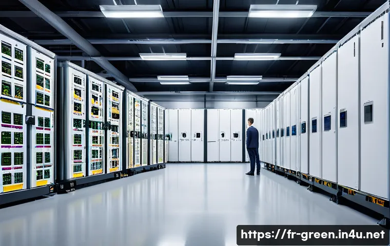 녹색산업 분야의 최신 동향 - A modern renewable energy storage facility showcasing advanced lithium-ion and flow batteries in a s...